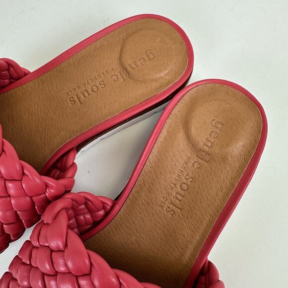 Gentle Souls by Kenneth Cole Coral Pink Lavern Lite Braided Slide Sandals Size 8 - Picture 9 of 9